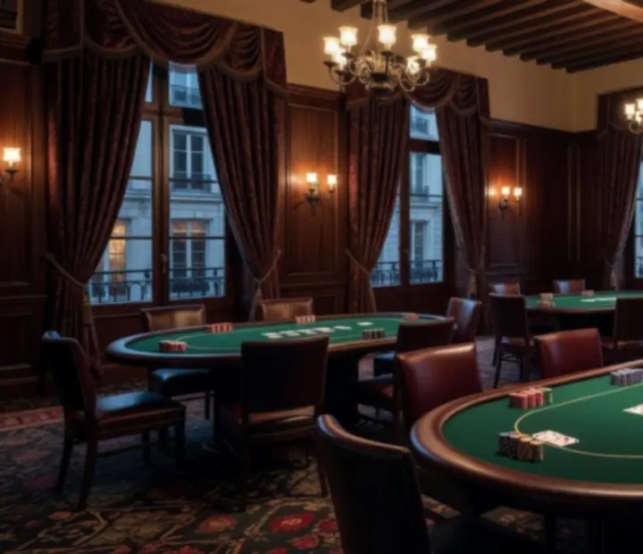 Salle de poker iconique en France avec une mise en lumière spectaculaire