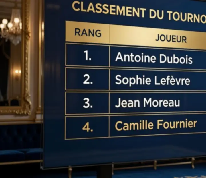Tableau de classement de poker avec joueurs français en tête du leaderboard